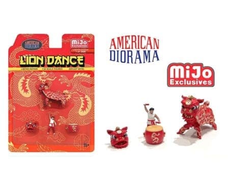 American Diorama 1:64 Mijo Exclusive Figures Lion Dance Set - Red - Limited 2,400 Set