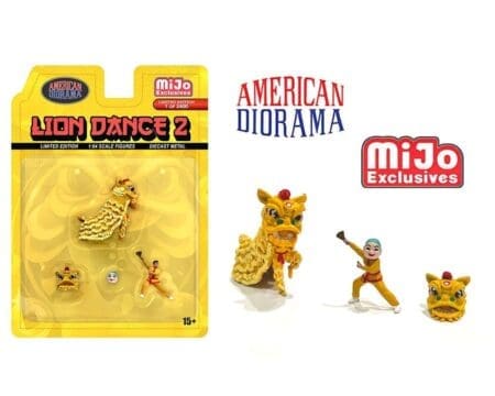 American Diorama 1:64 Mijo Exclusive Figures Lion Dance Set 2 - Yellow - Limited 2,400 Set