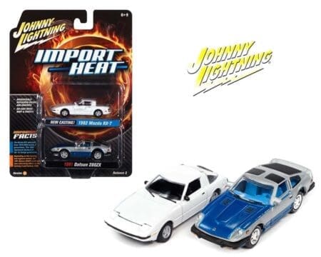Johnny Lightning 1:64 1982 Mazda RX-7 and 1981 Datsun 280ZX - Import Heat 2 Pack