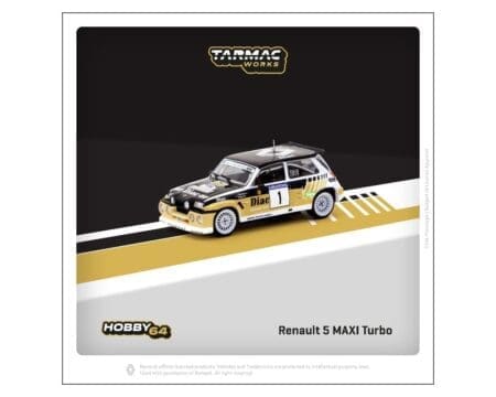 Tarmac Works 1:64 Renault 5 MAXI Turbo Rallye du Var 1986 François Chatriot / Michel Périn - Black/ Yellow