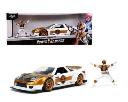Jada 1:24 2002 Honda NSX Type-R Japan Spec (White) with White Ranger Figure- Power Rangers - Hollywood Rides