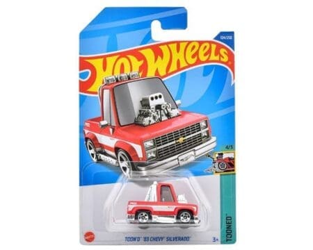 Hot Wheels 1:64 Basic 1983 Chevrolet Silverado - Red - Tooned - Solid Case Pack