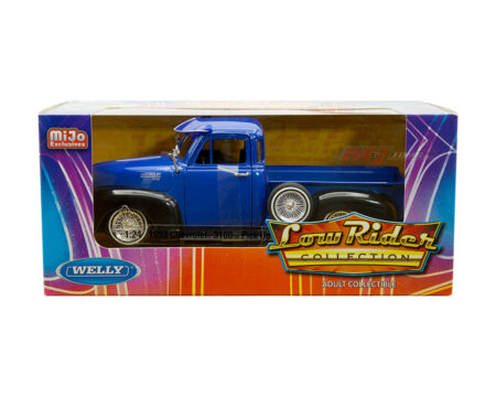 Welly 1:24 1953 Chevrolet 3100 Pickup Low Rider - Blue with Black Fenders - MiJo Exclusives