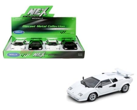 Welly 1:24 Lamborghini Countach LP 5000 S - White, Black - Display Tray Set of 4