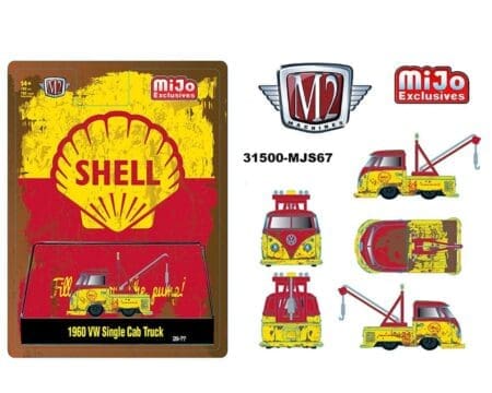 M2 Machines 1:64 1960 Volkswagen Single Cab Tow Truck SHELL OIL Weathered Limited 4,800 Pieces - Mijo Exclusives