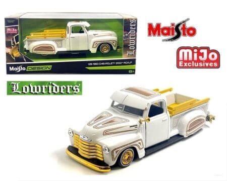 Maisto 1:24 1950 Chevrolet 3100 Pickup Truck Lowrider - White - Design Lowriders- Mijo Exclusives