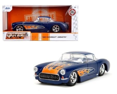 Jada 1:24 1957 Chevrolet Corvette - Dark Blue with Flames - Bigtime Muscle
