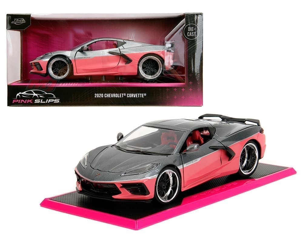 Jada 1:24 2020 Chevrolet Corvette - Metallic Grey Pink - Pink Slips - M