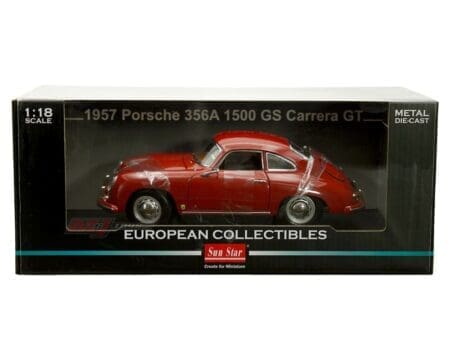 Sun Star 1:18 1957 Porsche 356A 1500 GS Carrera GT - Polyantha Red - European Collectibles