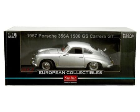 Sun Star 1:18 1957 Porsche 356A 1500 GS Carrera GT - Silver Metallic - European Collectibles