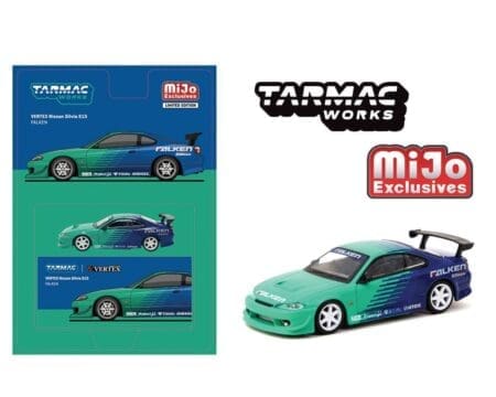 Tarmac Works 1:64 VERTEX Nissan Silvia S15 Falken Livery - Blue - Global64 - MiJo Exclusives