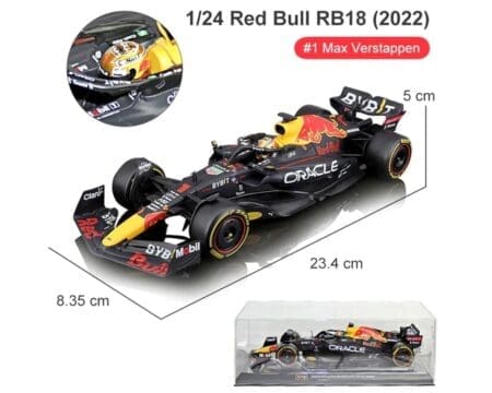 Bburago 1:24 Race F1 Oracle Red Bull RB18 2022 #1 Max Verstappen with Showcase - Image 2