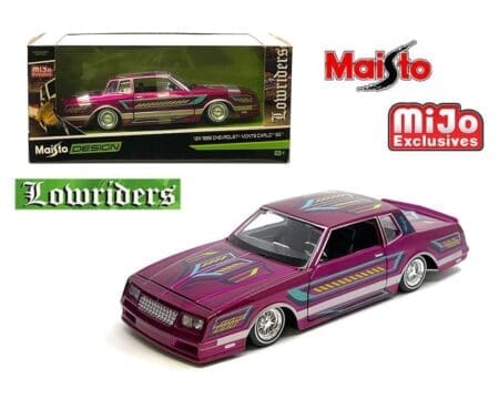 Maisto 1:24 1986 Chevrolet Monte Carlo Lowrider - Hot Pink - Lowriders Design - MiJo Exclusives