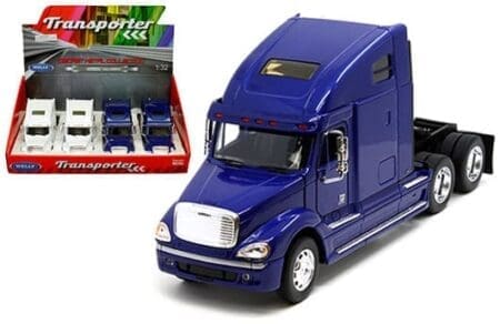 Welly 1:32 Freightliner Columbia - Blue, White - Display Tray Set of 4