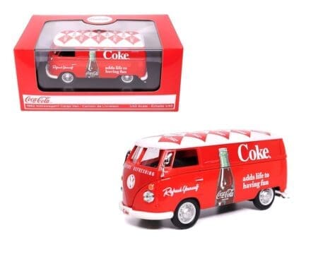 Motor City Classics 1:43 Coca-Cola 1962 Volkswagen Cargo Van - Red with White Patterned Roof