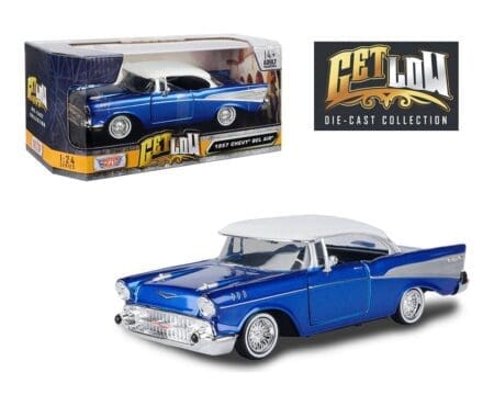 Motormax 1:24 1957 Chevrolet Bel Air Lowrider - Blue with White Top – Get Low