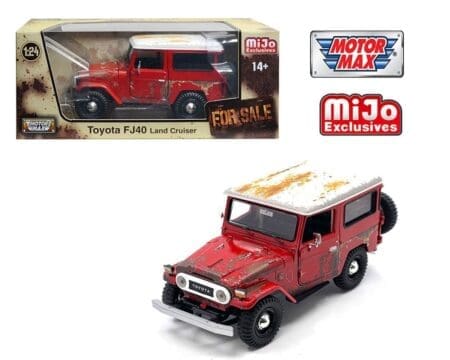 Motormax 1:24 Toyota FJ40 Land Cruiser - Weathered Red with White Top - For Sale - MiJo Exclusives