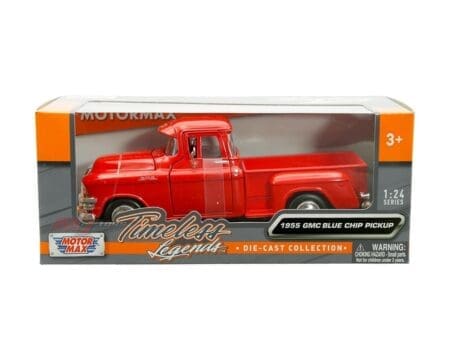 Motormax 1:24 1955 GMC Blue Chip Pickup - Red - Timeless legends