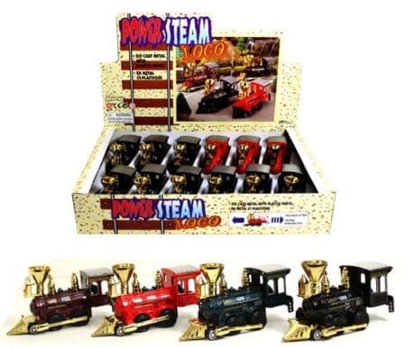 Power Steam Locomotive 5 Inch - Train - Display Tray Set of 12