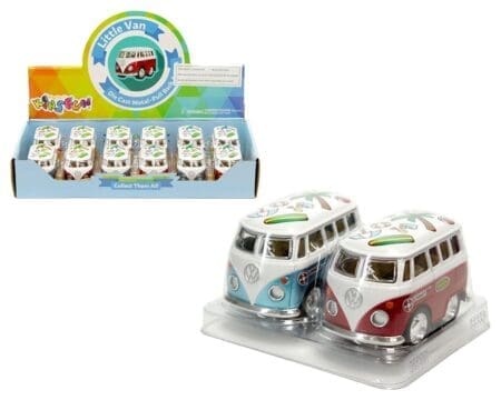 Kinsfun 2″ Volkswagen Little Van Keychain with Print Design Two-Pack – Display Tray Set of 12