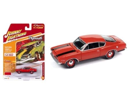 Johnny Lightning 1:64 1969 Plymouth Barracuda - Barracuda Orange - Classic Gold 2023 Release 2 Version A