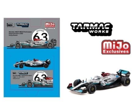 Tarmac Works 1:64 Mercedes-AMG F1 W13 E Performance Belgian Grand Prix 2022 George Russell - Silver - Global64 - Mijo Exclusives