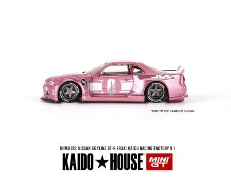 Kaido House x Mini GT 1:64 Nissan Skyline GT-R (R34) Kaido Racing Factory V1 - Pink - Image 2