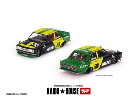 Kaido House x Mini GT 1:64 Datsun Street 510 Racing V2 - Black Yellow
