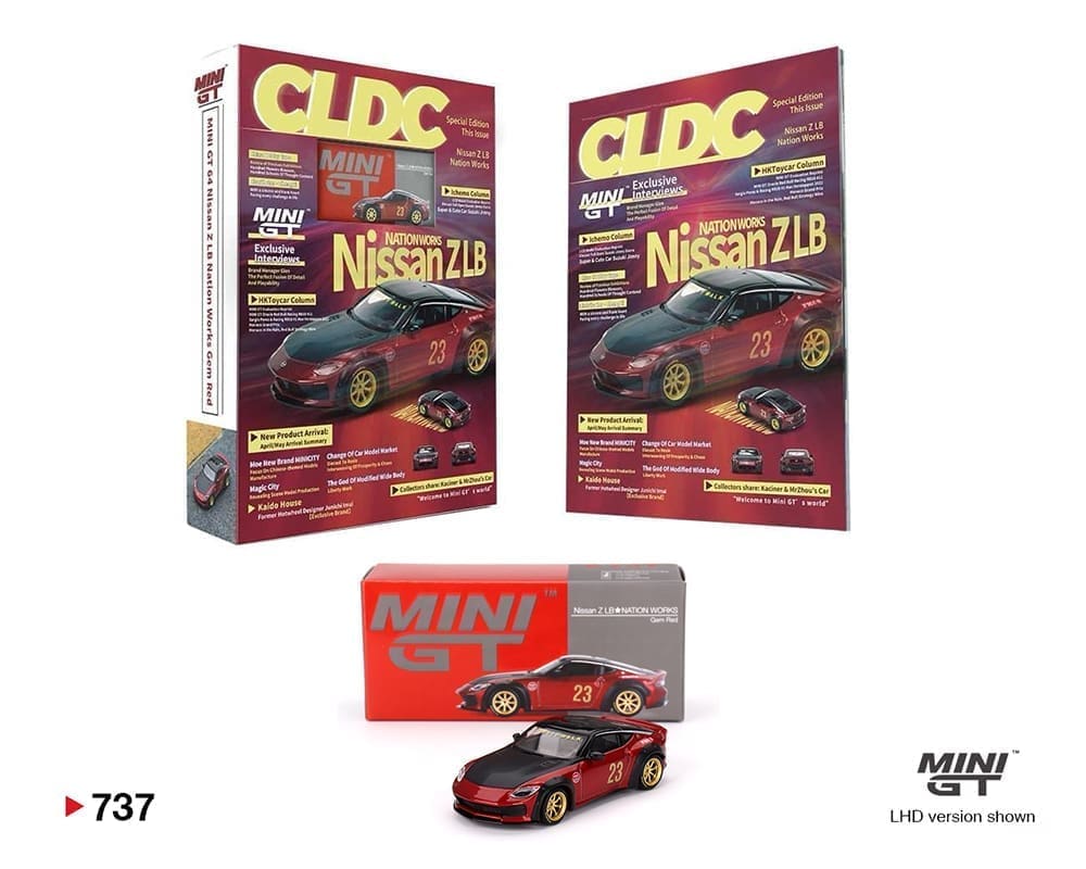 Mini GT 1:64 CLDC Magazine with Nissan Z LB Nation Works - Red