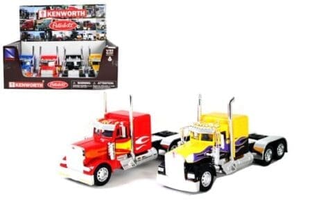 New Ray 1:32 Kenworth W900 & Peterbilt 379 Custom Truck Cabs - Long Haul Trucker - Display Tray Set of 4