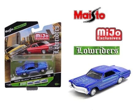 Maisto 1:64 1987 Buick Riviera - Metallic Blue - Design Lowriders - MiJo Exclusives Limited Edition 3,600 Pieces