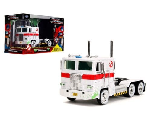 Jada 1:24 Ghostbusters x Transformers Optimus Prime G1 with Ecto 1 Color Scheme – Hollywood Rides