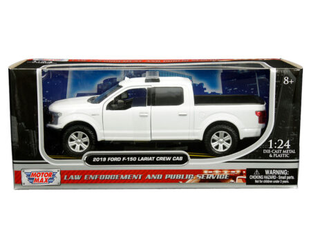 Motormax 1:24 2019 Ford F-150 Lariat Crew Cab with Lightbar (White) - Law Enforcement and Public Service