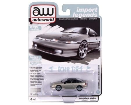 Auto World 1:64 1990 Mitsubishi Eclipse GSX - Silver - Premium 2024 Release 1 Version A Limited Edition