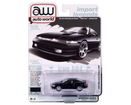 Auto World 1:64 1990 Mitsubishi Eclipse GSX - Black - Premium 2024 Release 1 Version Limited Edition