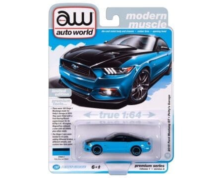 Auto World 1:64 2015 Ford Mustang GT - Petty Blue - Premium 2024 Release 1 Version Limited Edition