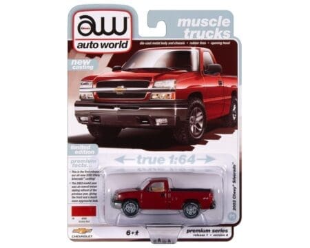 Auto World 1:64 2003 Chevrolet Silverado Single Cab Truck - Red - Premium 2024 Release 1 Version Limited Edition