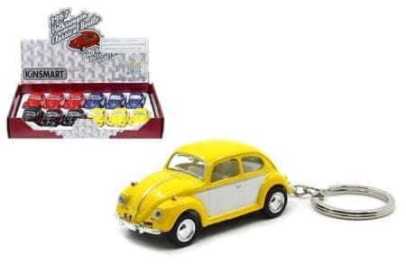 Kinsmart 1:64 2" 1967 Volkswagen Beetle 2-Tone with Keychain - Display Tray Set of 12