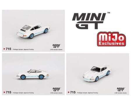 Mini GT 1:64 Porsche 911 Carrera RS 2.7 Grand Prix - White with Blue Livery- Mijo Exclusives