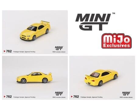 Mini GT 1:64 Nissan Skyline GT-R (R34) V-Spec - Lightning Yellow- MiJo Exclusives