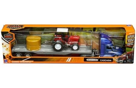 New Ray 1:43 Freightliner Cascadia Flatbed with Tractor and Hay Bale - Long Haul Trucker