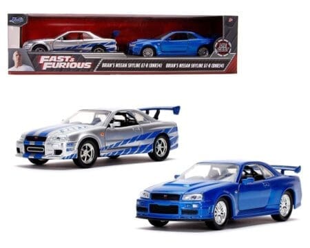 Jada 1:32 Brian's Nissan Skyline GT-R (BNR34) – Fast & Furious - Twin Pack