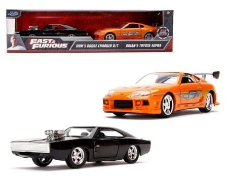 Jada 1:32 Dom's Dodger Charger & Brain's Toyota Supra – Twin Pack – Fast & Furious