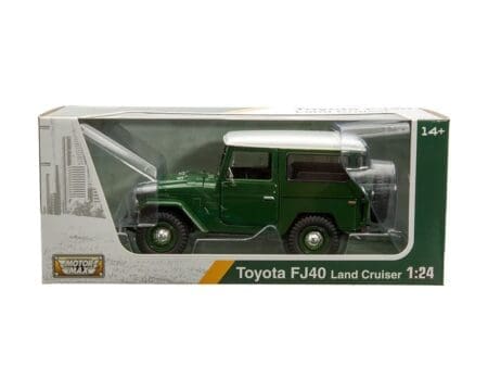 Motormax 1:24 Toyota FJ40 Land Cruiser - Dark Green with White Top - Platinum Collection
