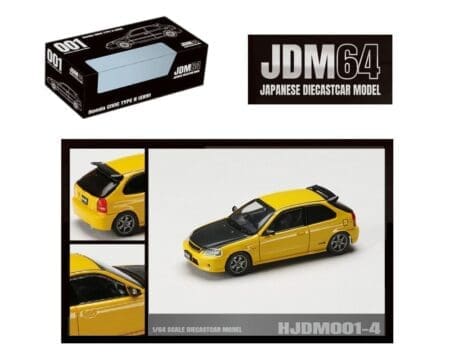 Hobby Japan 1:64 Honda Civic Type R (EK9) JDM Style - Sunlight Yellow with Carbon Hood - JDM64
