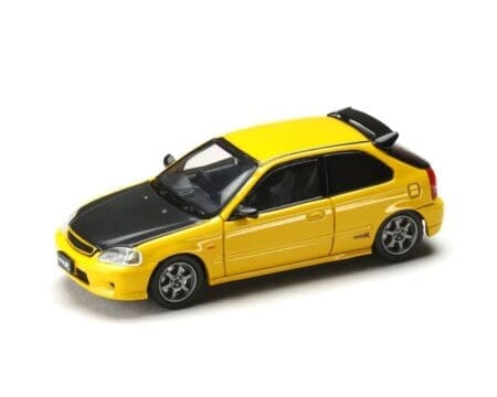 Hobby Japan 1:64 Honda Civic Type R (EK9) JDM Style - Sunlight Yellow with Carbon Hood - JDM64 - Image 2