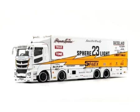 GCD 1:64 Liberty Walk LB-Trucks Mitsubishi Fuso Super Great Transporter Sphere 23 Light - White - Image 2