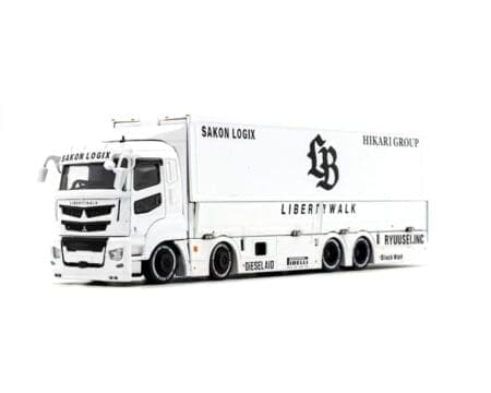 GCD 1:64 Liberty Walk LB-Trucks Mitsubishi Fuso Super Great Transporter Sakon Logix - White - Image 2