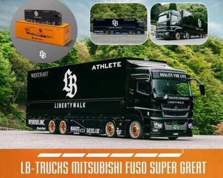 GCD 1:64 Liberty Walk LB-Trucks Mitsubishi Fuso Super Great Transporter Athlete - Black