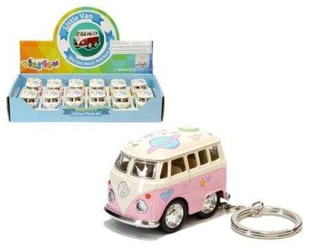 Kinsfun 2″ Volkswagen Little Van Pastel Flowers with Keychain – Display Tray Set of 12